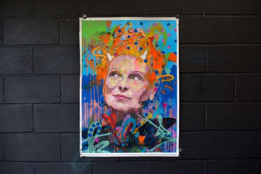 Vivienne Westwood original oil and acrylic painting detail - Richard Day Studio