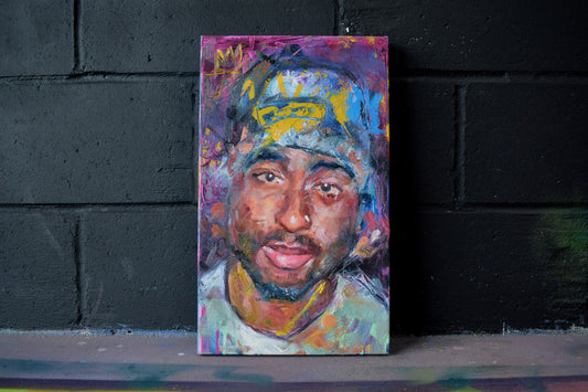 Tupac Shakur original oil and acrylic painting on canvas by Richard Day - detail view