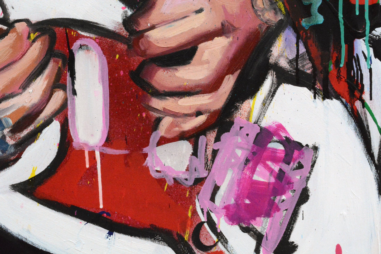 Kurt Cobain graffiti-influenced portrait — framed original oil and acrylic by Richard Day