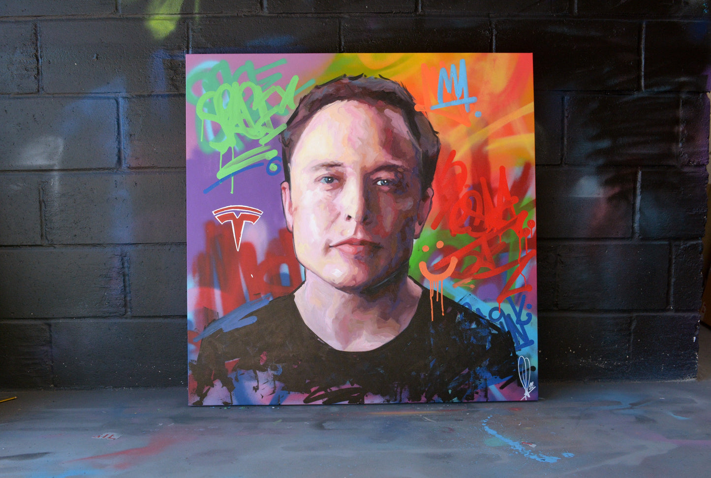 Elon Musk painting framed - Richard Day Studio