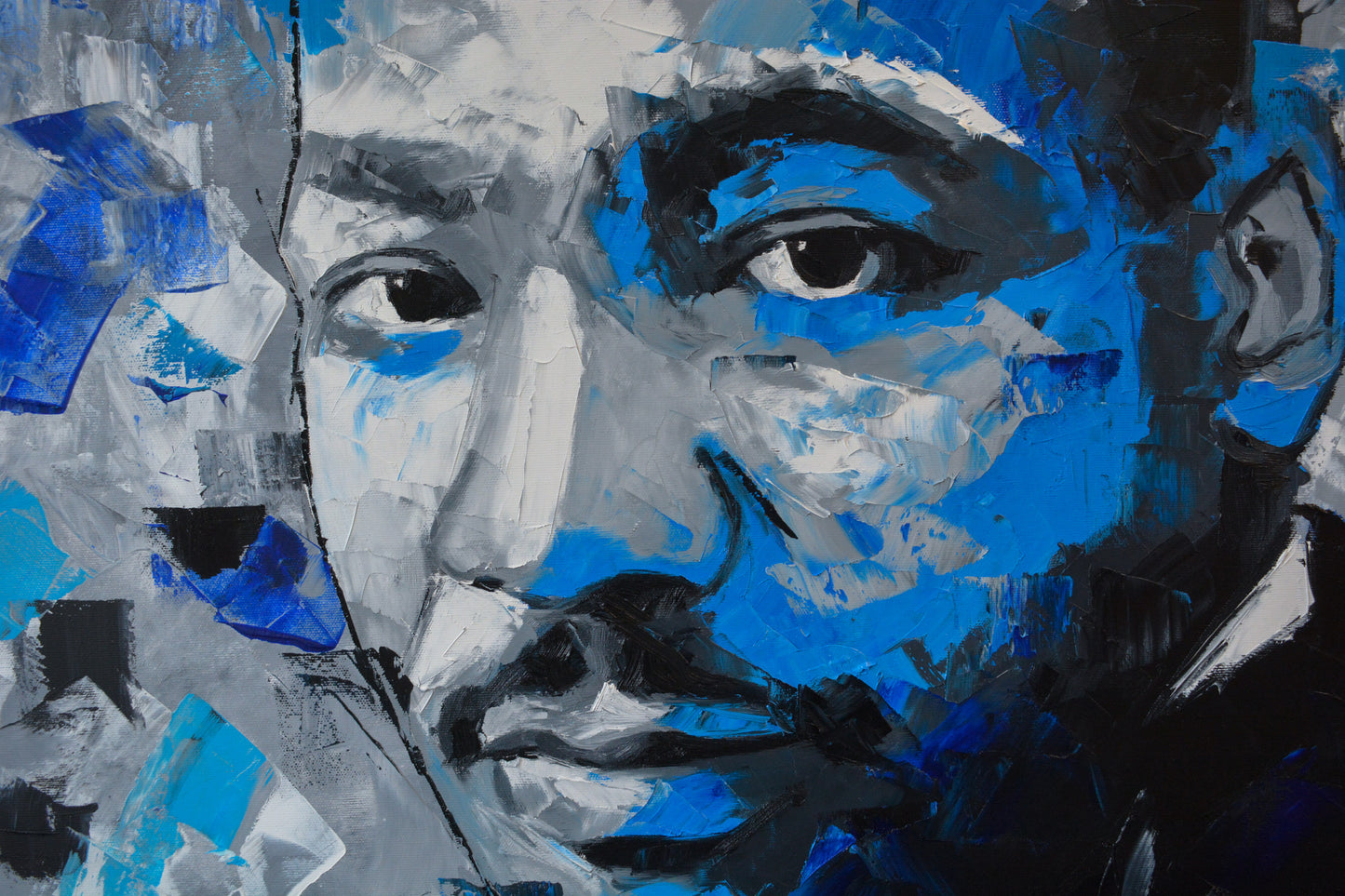 Martin Luther King contemporary portrait painting — side view of the canvas by Richard Day Studio