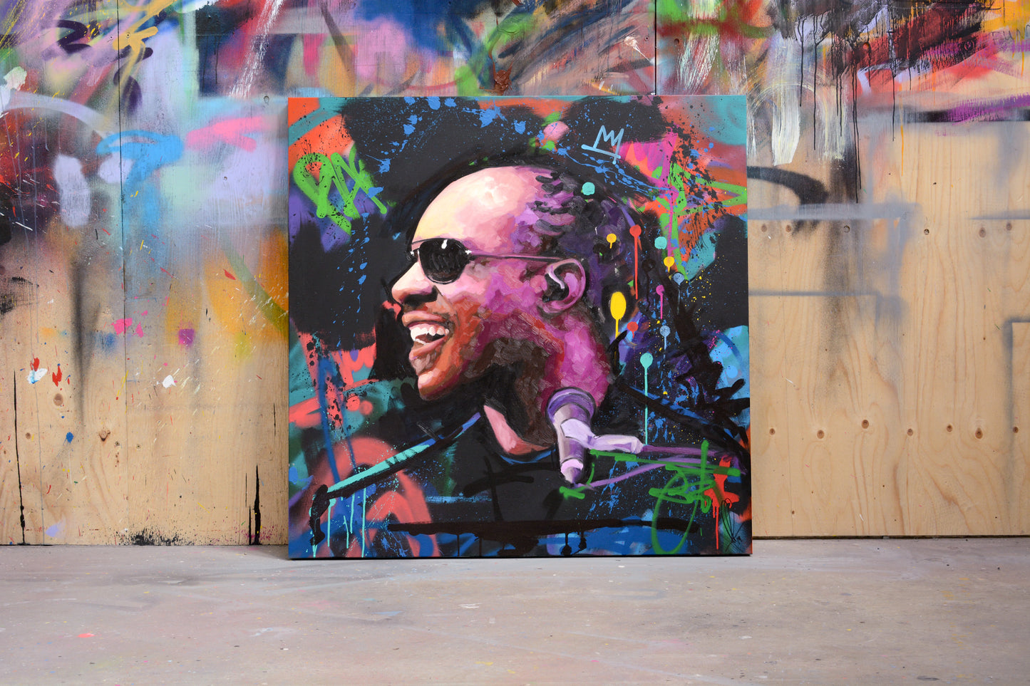 Stevie Wonder Keys of Colour hand-painted portrait - Richard Day
