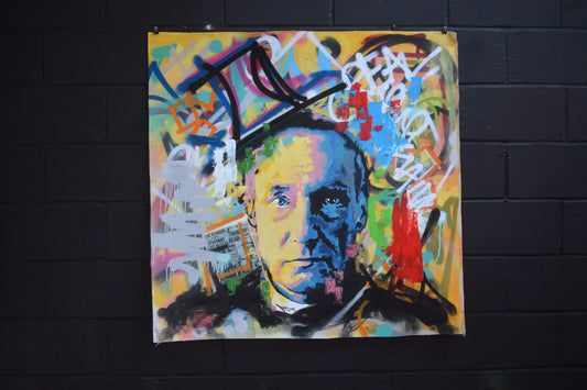William S Burroughs original oil and acrylic painting detail - Richard Day Studio