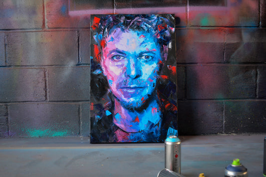 David Bowie original oil and acrylic painting detail - Richard Day Studio