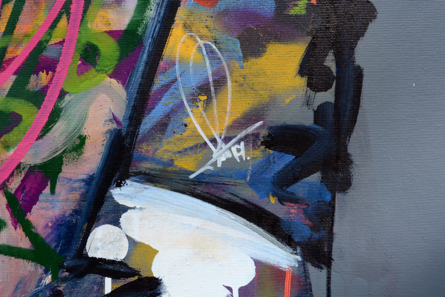 Anthony Bourdain original painting (Parts Unknown) — full canvas view, oil and acrylic by Richard Day