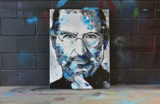 Steve Jobs original oil and acrylic painting detail - Richard Day Studio