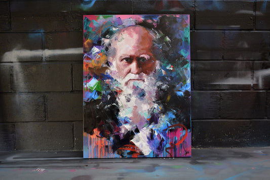 Charles Darwin original oil and acrylic painting detail - Richard Day Studio