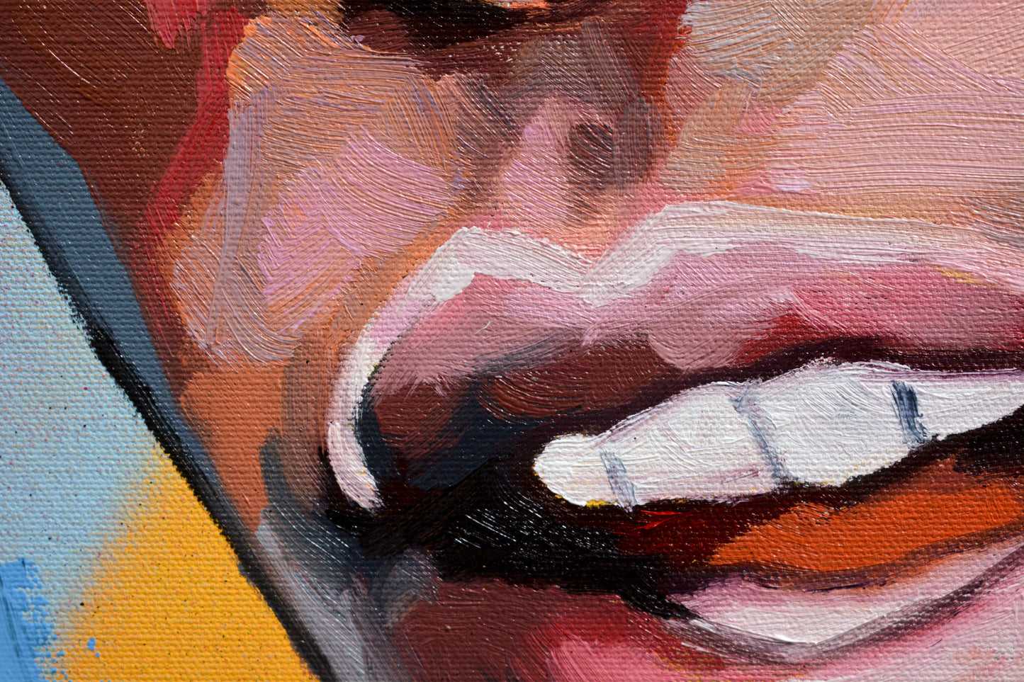 A$AP Rocky original portrait painting — texture and surface detail in oil and acrylic by Richard Day