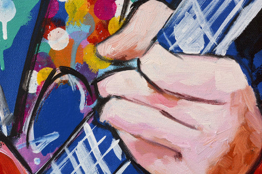 Mark Knopfler original oil and acrylic painting detail - Richard Day Studio