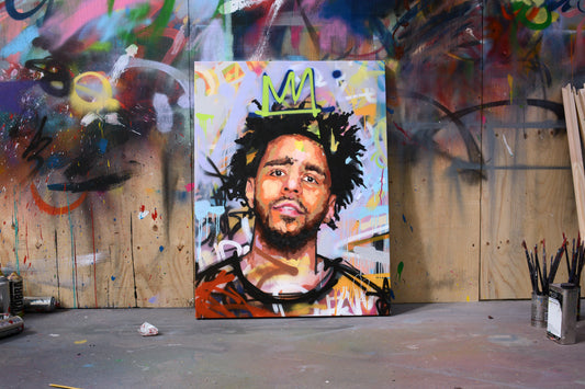 J Cole original oil and acrylic painting detail - Richard Day Studio