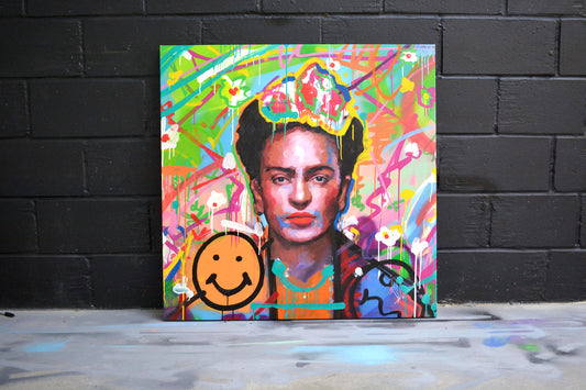 Frida Kahlo original oil and acrylic painting detail - Richard Day Studio