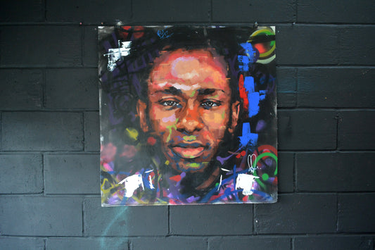 Mos Def original oil and acrylic painting detail - Richard Day Studio