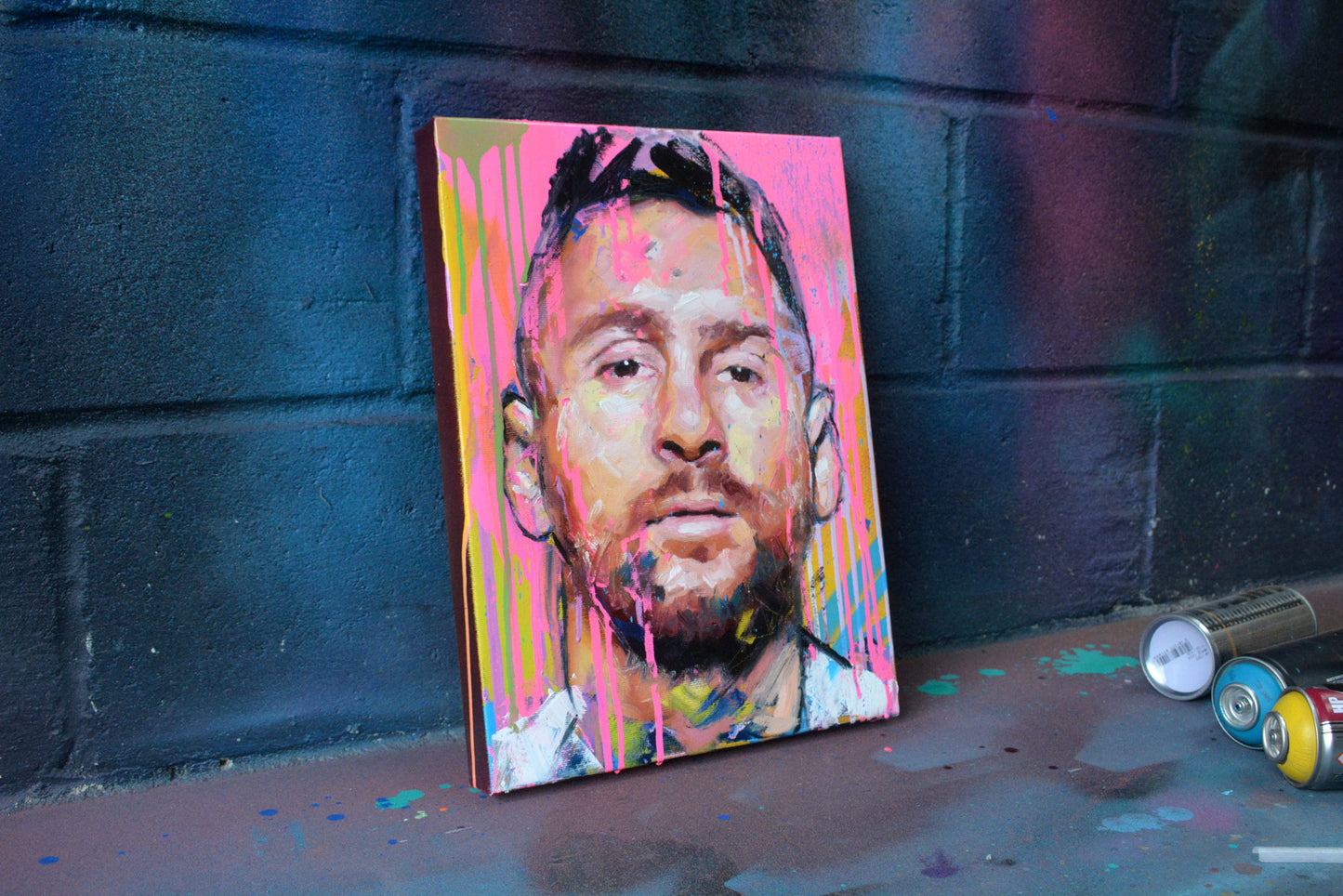 Lionel Messi hand-painted portrait - Richard Day Studio