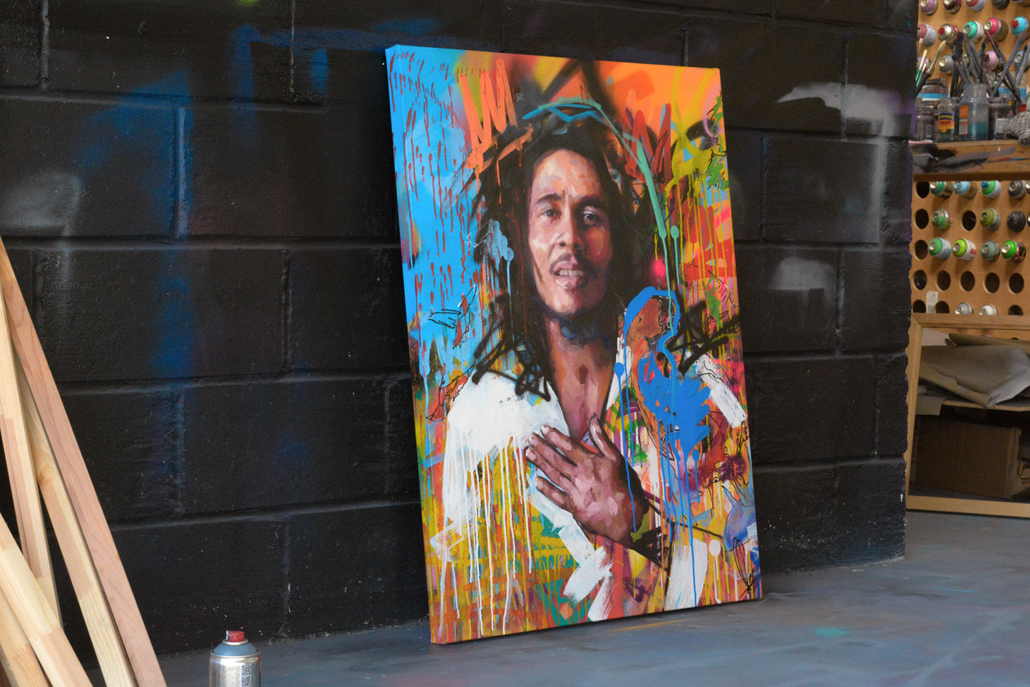 Bob Marley Rebel Soul painting framed - Richard Day Studio