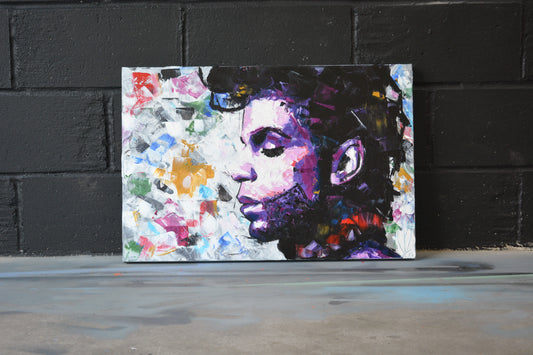 Prince original oil and acrylic painting detail - Richard Day Studio