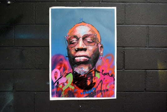 Dennis Rodman original oil and acrylic painting detail - Richard Day Studio