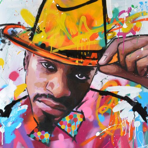 Andre 3000 original oil and acrylic painting on canvas by Richard Day
