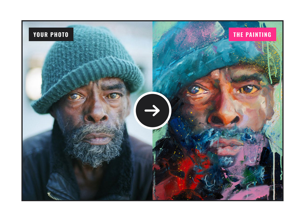 Custom portrait painting commission example — hand-painted in oil and acrylic on canvas by Richard Day Studio