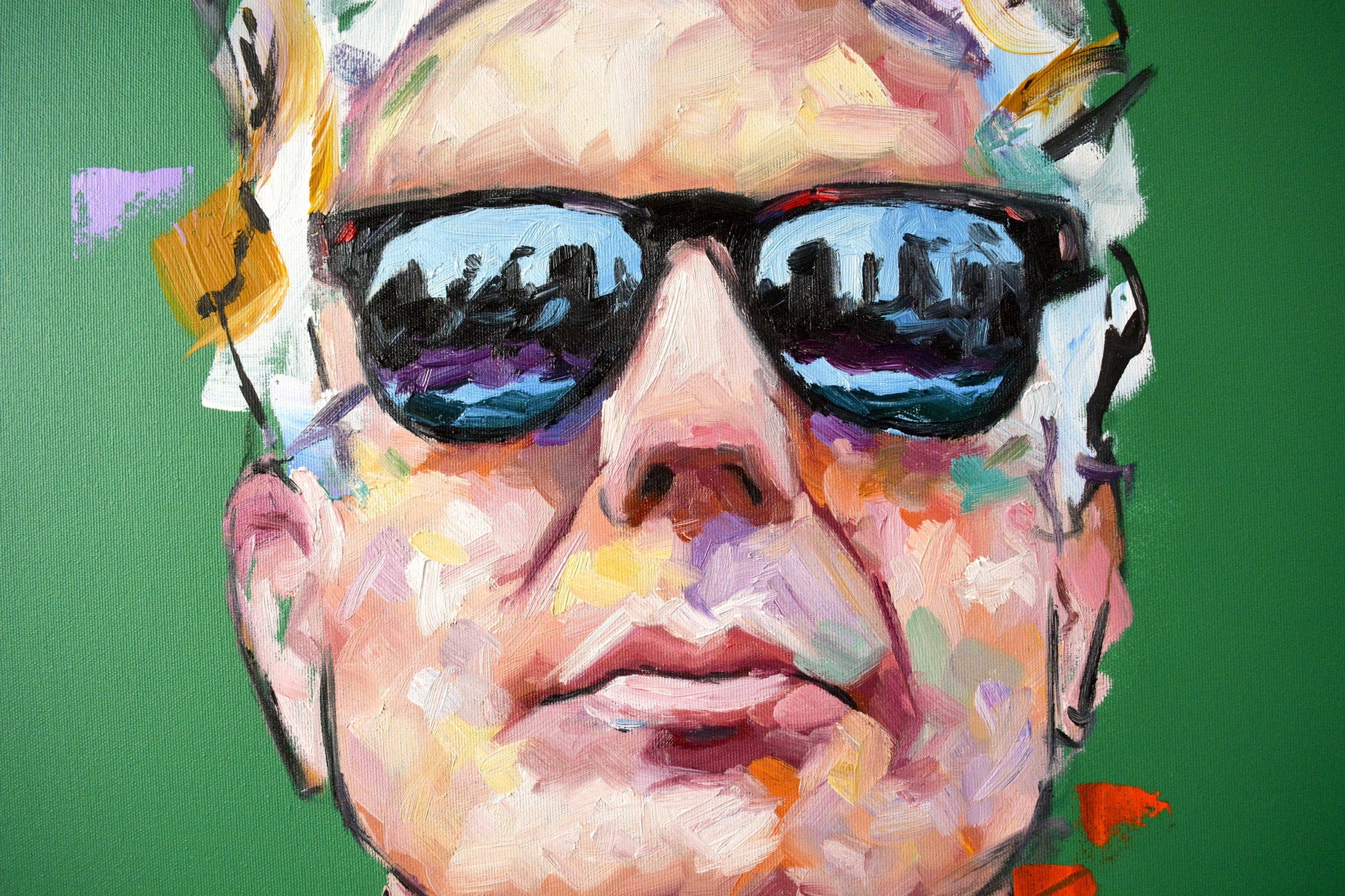 Anthony Bourdain Beyond Borders painting close-up - Richard Day