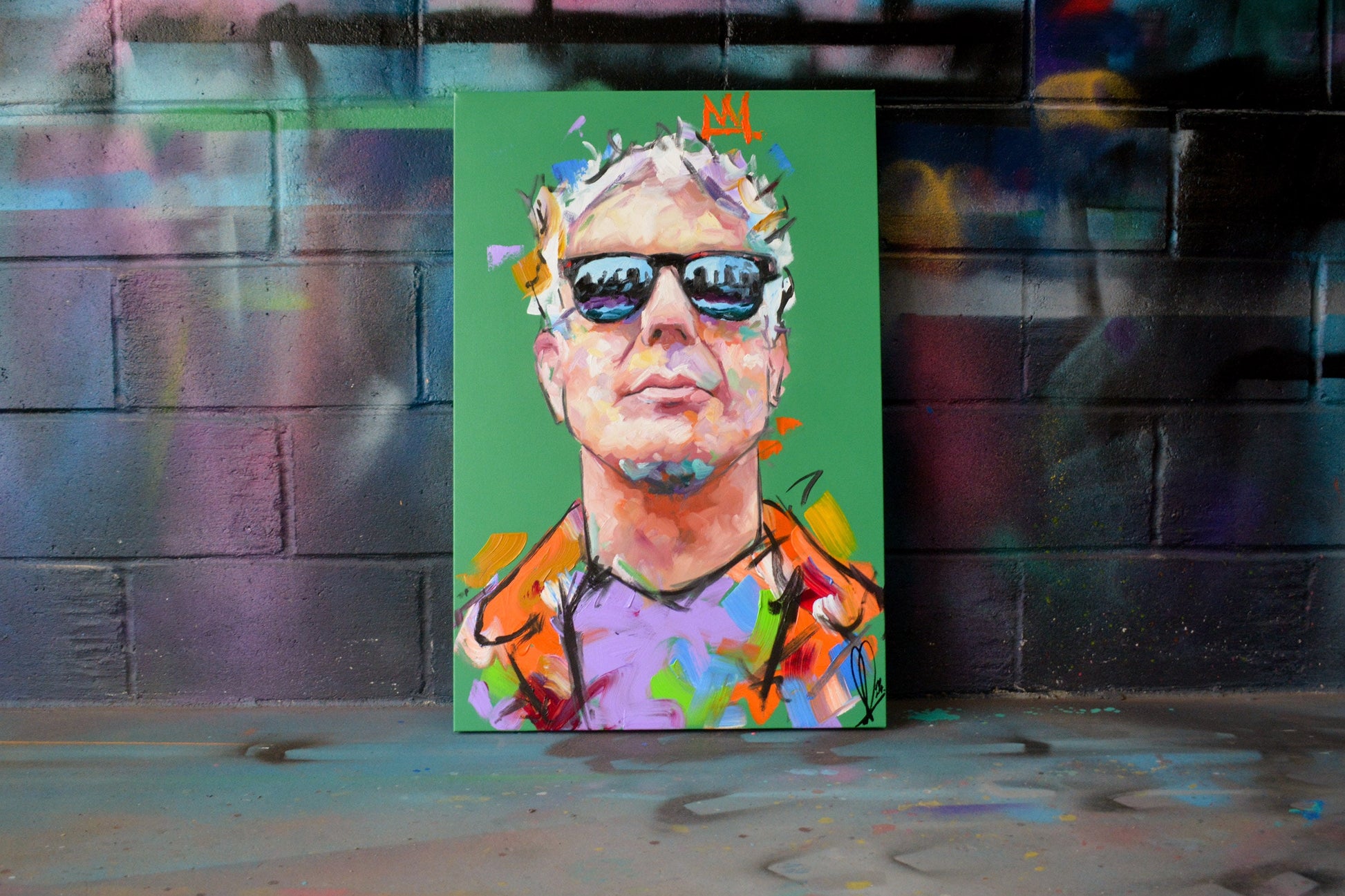 Anthony Bourdain Beyond Borders hand-painted portrait - Richard Day