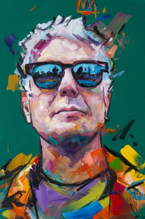 Anthony Bourdain original oil and acrylic painting on canvas by Richard Day