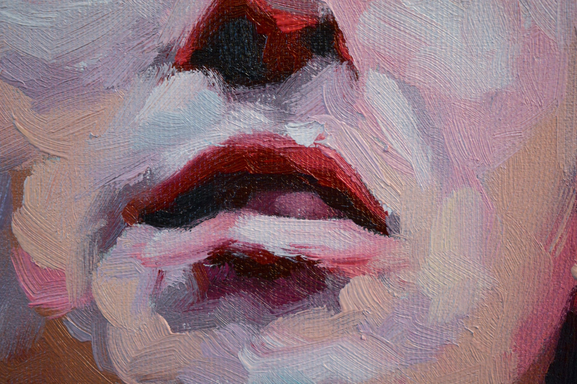 Bruce Springsteen hand-painted portrait — close-up of original oil and acrylic on canvas by Richard Day