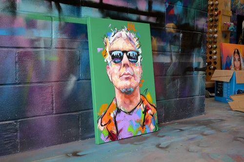 Anthony Bourdain Beyond Borders painting detail - Richard Day Studio