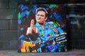 Original oil and acrylic portrait painting of Johnny Cash by Richard Day — graffiti-influenced contemporary portrait