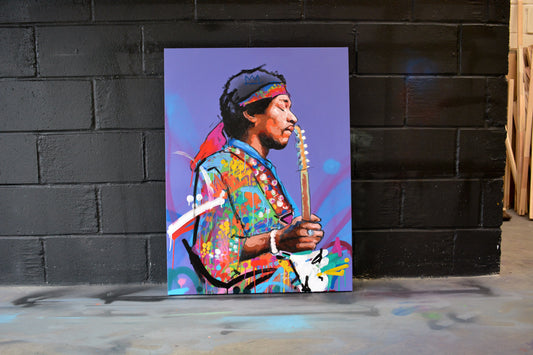 Jimi Hendrix original oil and acrylic painting detail - Richard Day Studio