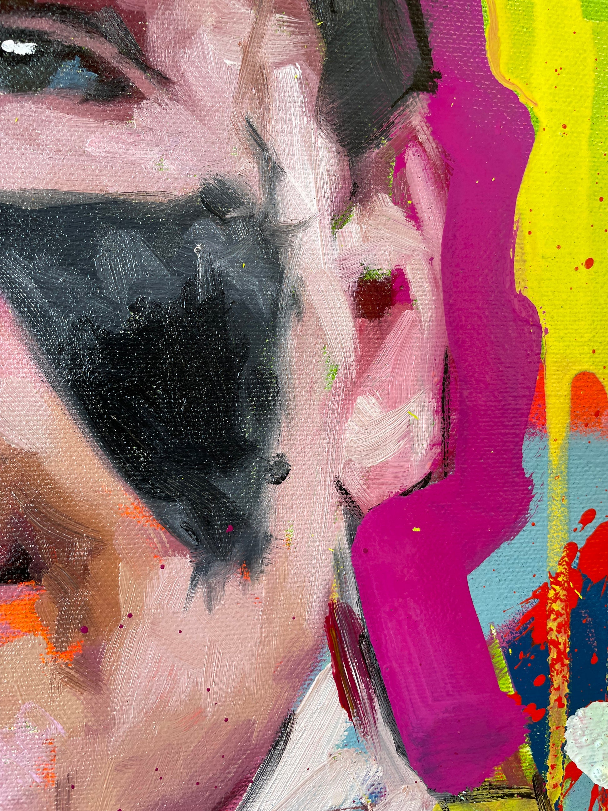 Tucker Kraft hand-painted portrait detail - Richard Day