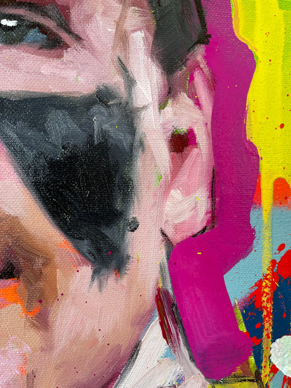 Tucker Kraft hand-painted portrait detail - Richard Day