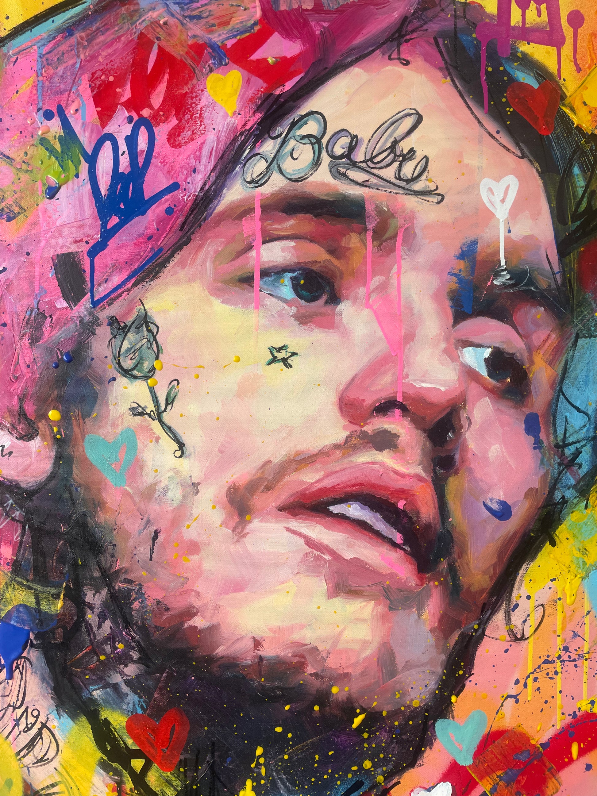 Lil Peep Yellow Reflections hand-painted portrait - Richard Day