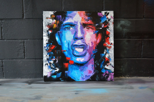 Mick Jagger original oil and acrylic painting detail - Richard Day Studio