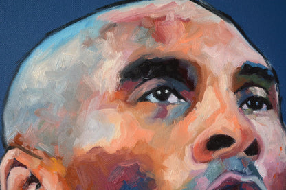 Kobe Bryant portrait painting on canvas — graffiti-influenced original artwork from Richard Day Studio, Norwich