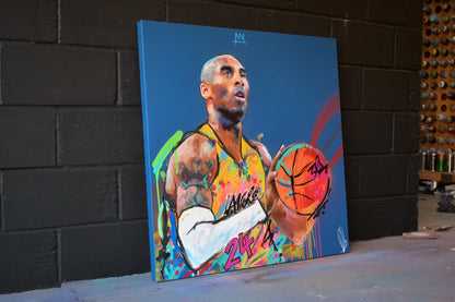 Kobe Bryant original portrait painting — texture and surface detail in oil and acrylic by Richard Day