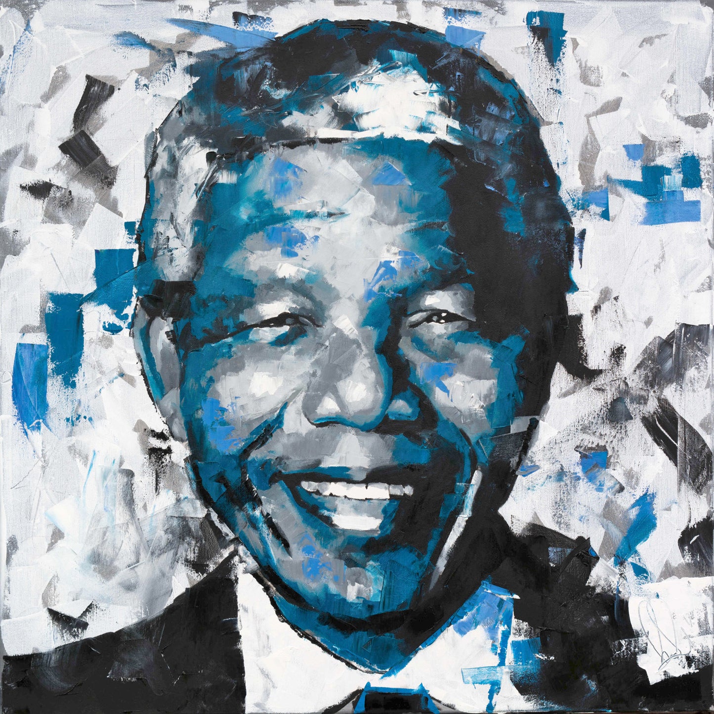 Nelson Mandela original oil and acrylic painting on canvas by Richard Day