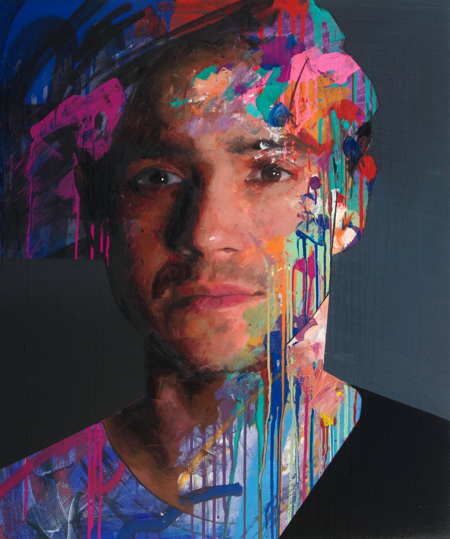 Self portrait original oil and acrylic painting on canvas by Richard Day