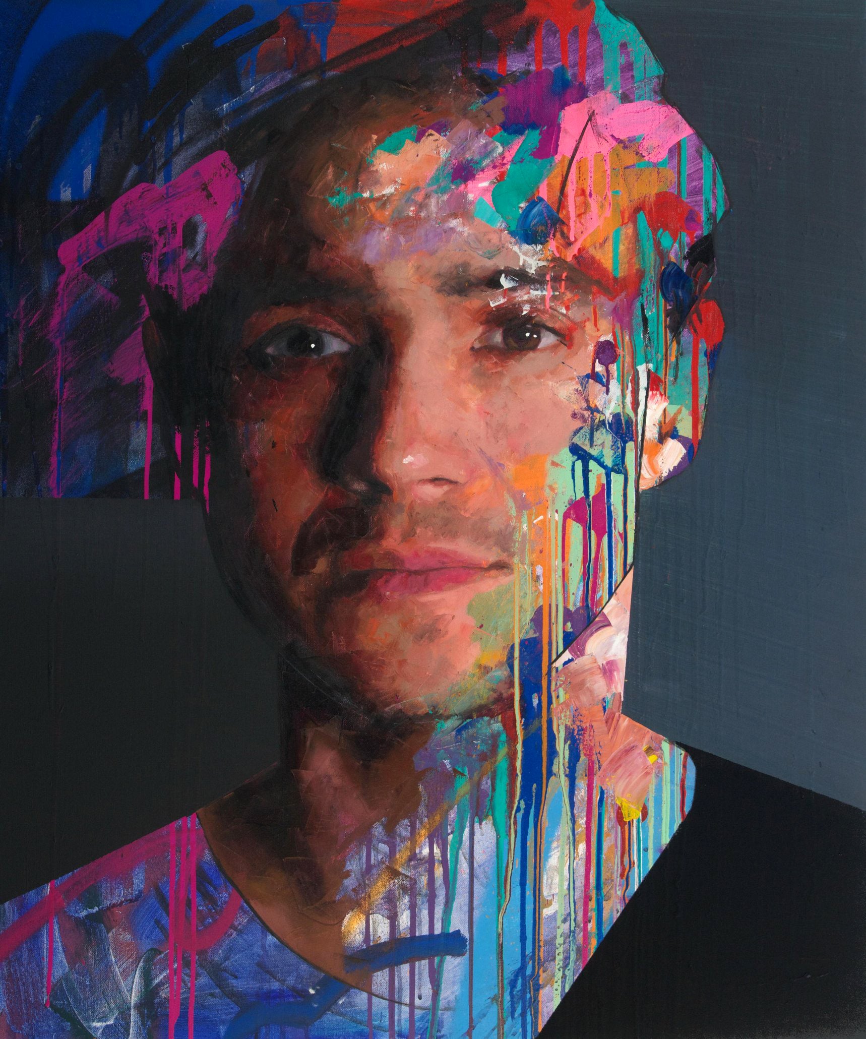 Self portrait original oil and acrylic painting on canvas by Richard Day