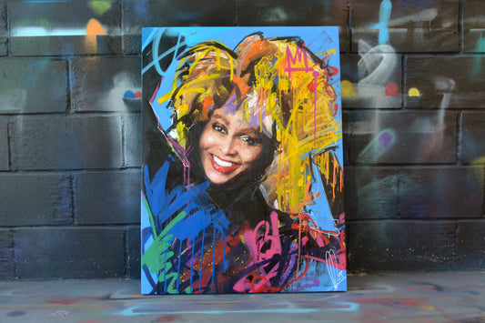 Tina Turner original oil and acrylic painting detail - Richard Day Studio