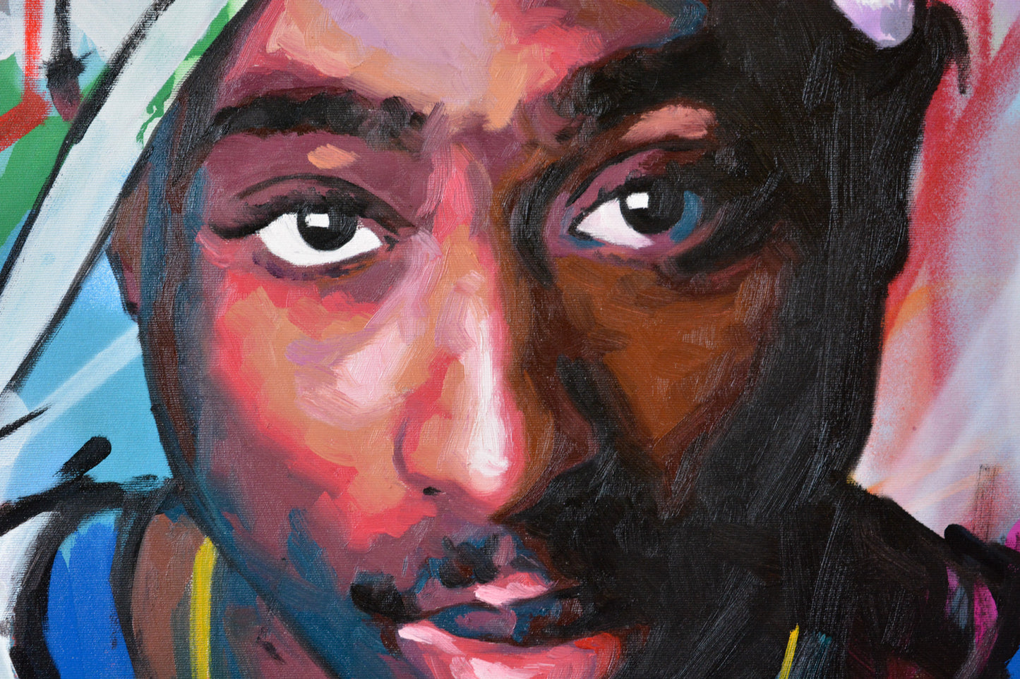 Tupac Rebel Spirit painting close-up - Richard Day
