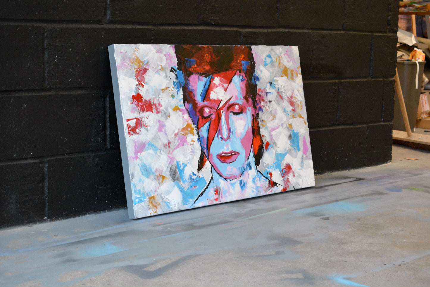 David Bowie Starman Reverie painting detail - Richard Day Studio