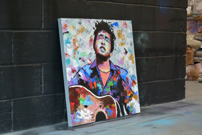 Bob Dylan portrait painting detail - Richard Day Studio