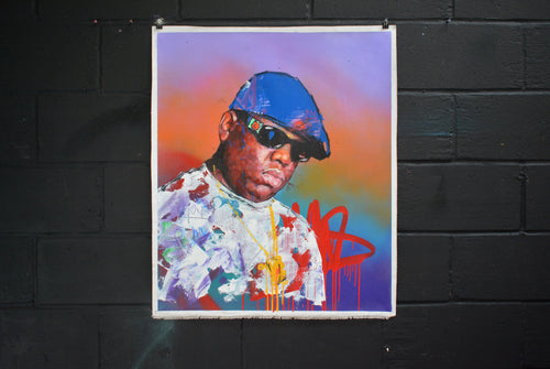 Biggie Smalls original oil and acrylic painting detail - Richard Day Studio