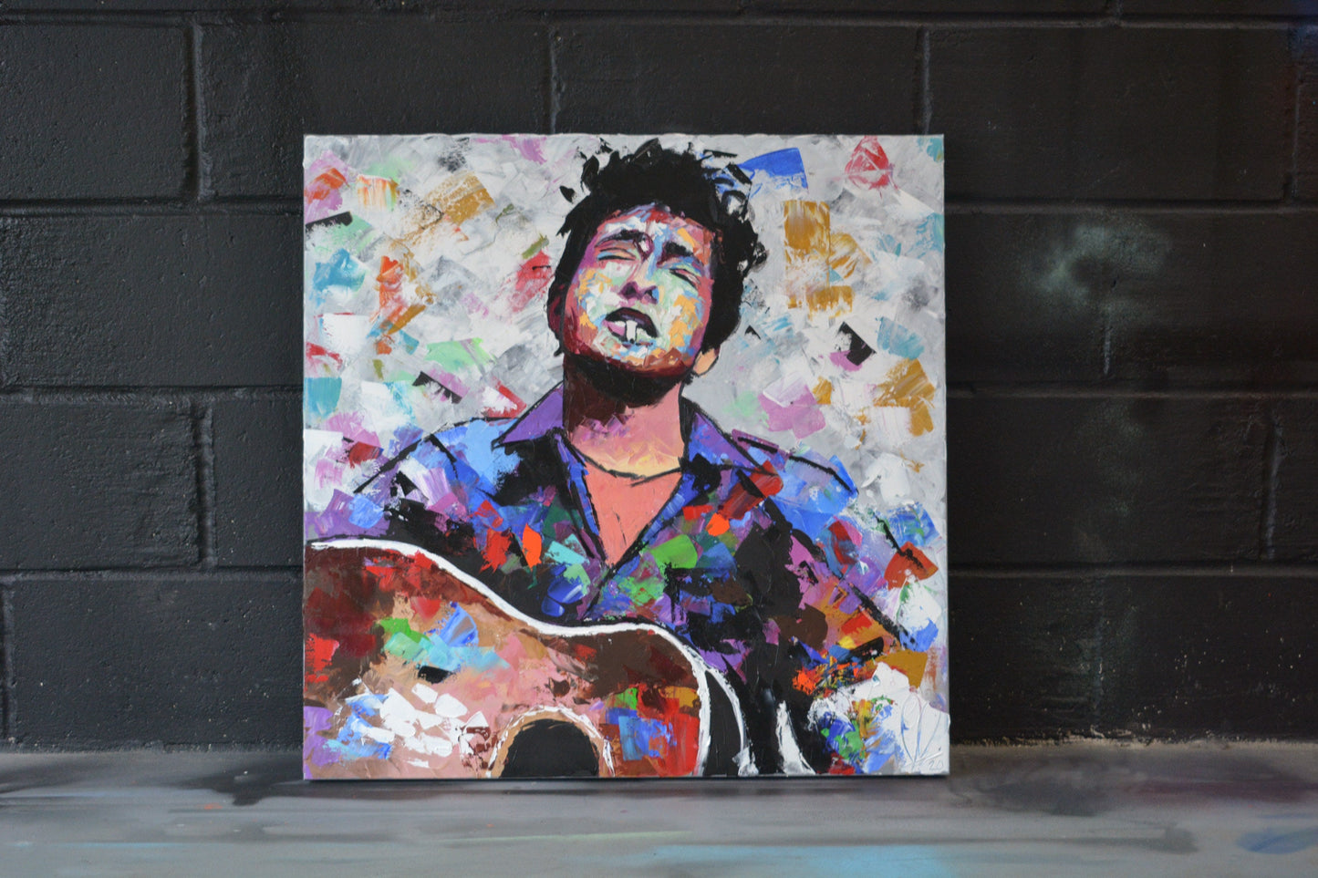 Bob Dylan original oil and acrylic painting on canvas by Richard Day
