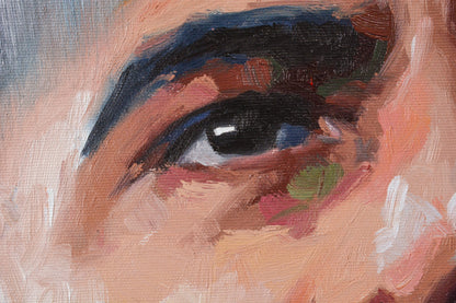 Barack Obama original portrait painting — texture and surface detail in oil and acrylic by Richard Day