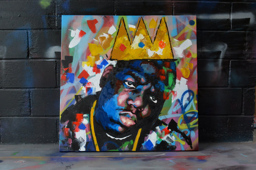 Original oil and acrylic portrait painting of Biggie Smalls by Richard Day — graffiti-influenced contemporary portrait