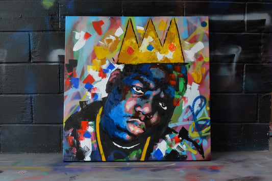 Original oil and acrylic portrait painting of Biggie Smalls by Richard Day — graffiti-influenced contemporary portrait