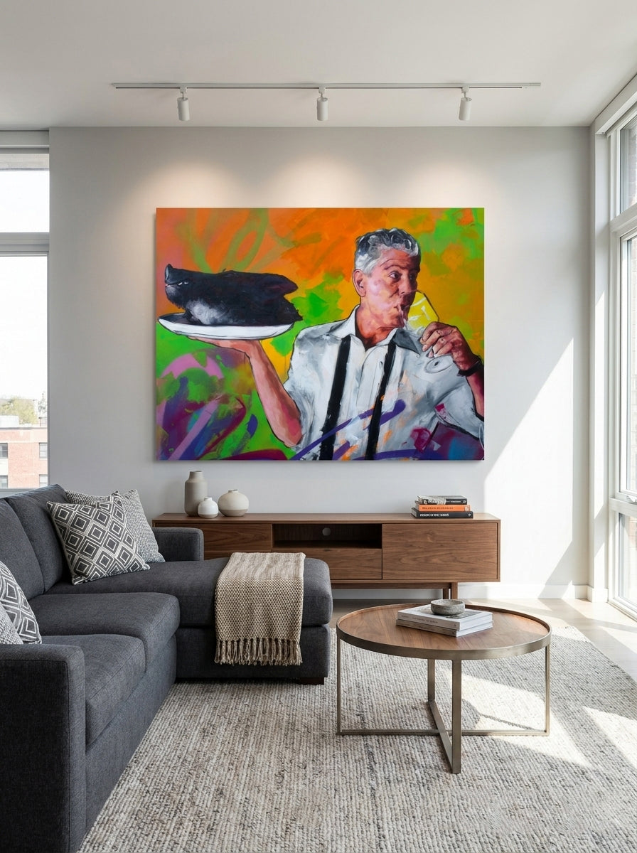 Single-subject hand-painted portrait commission in oil and acrylic by Richard Day — original art painted to order in a graffiti-influenced contemporary style