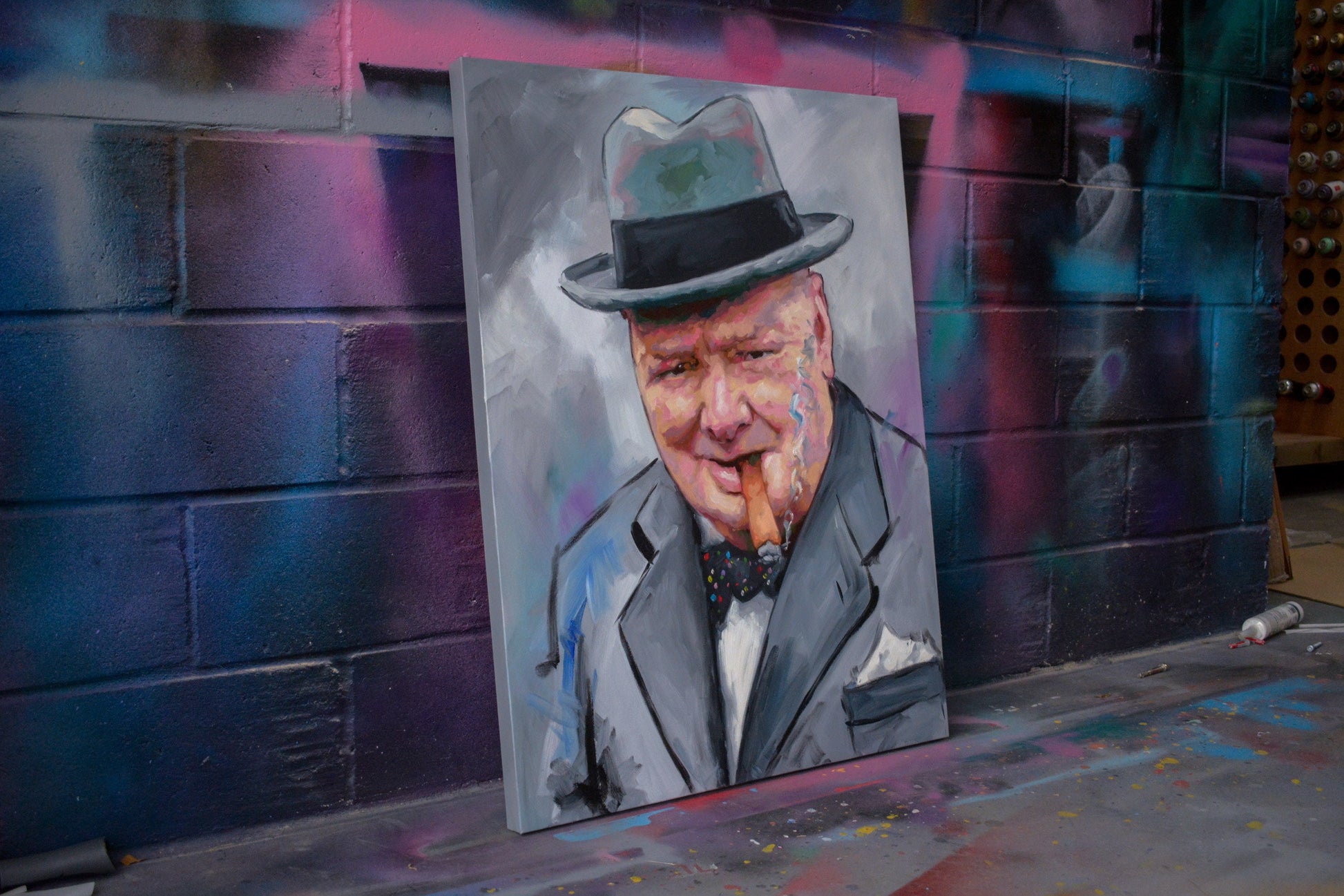 Winston Churchill painting detail - Richard Day Studio