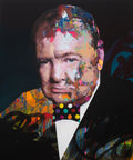 Winston Churchill original oil and acrylic painting on canvas by Richard Day